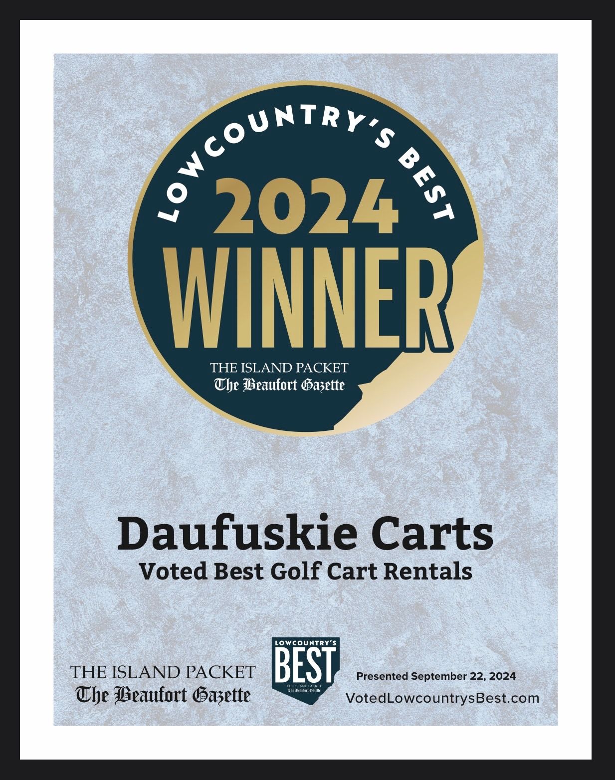 Award for Daufuskie Carts, 