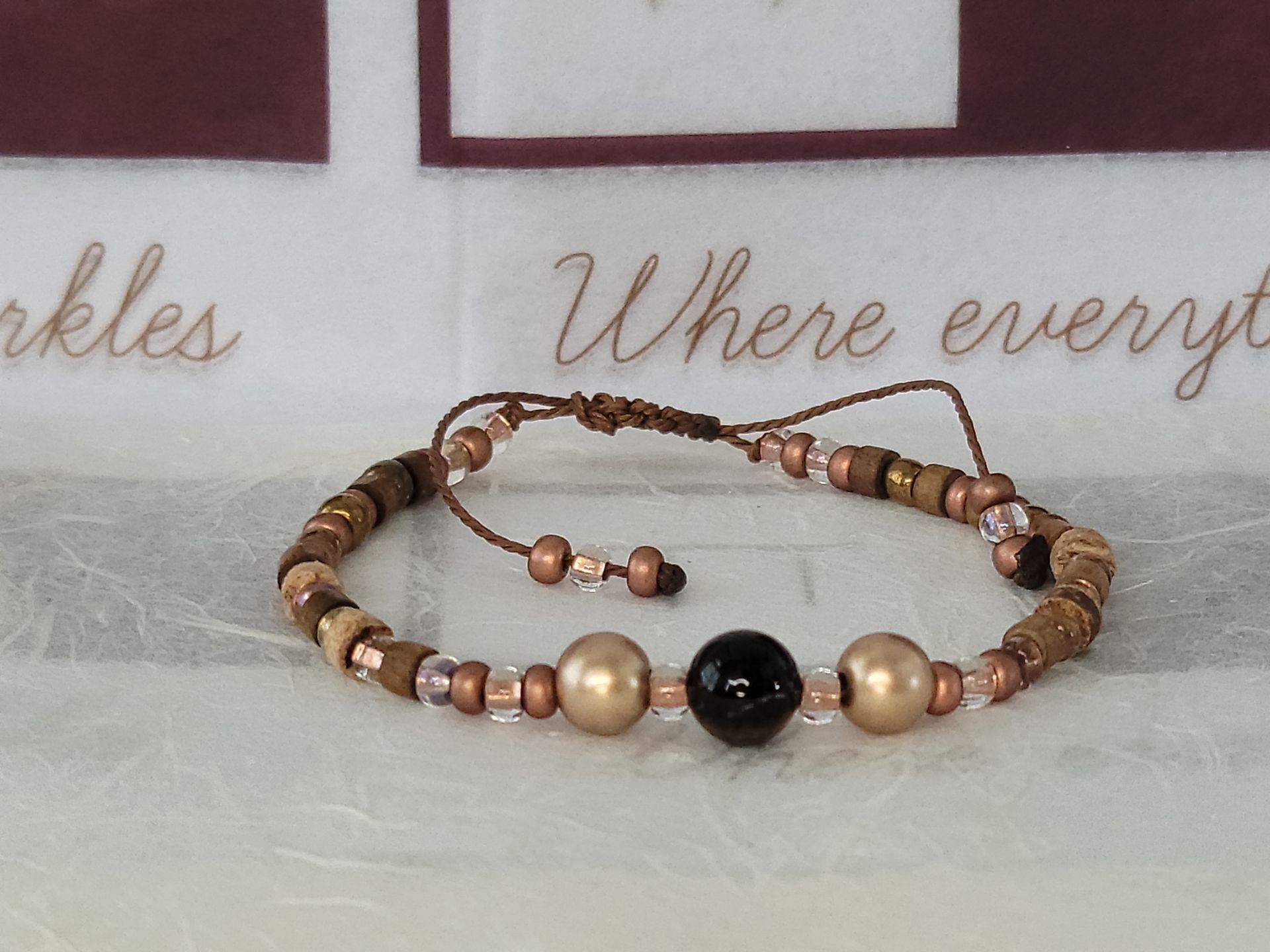 Boho Adjustable Hematite Braided Bracelet by Tastas
