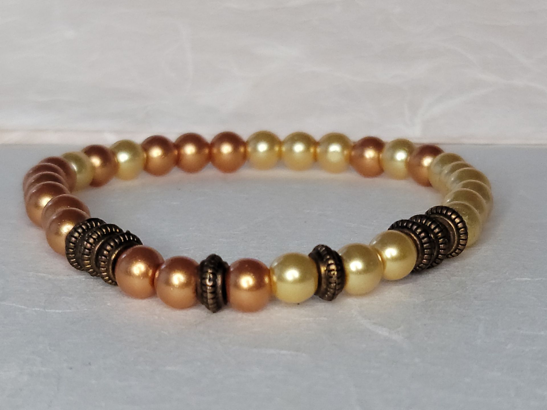 Antique Pearl & Bronze Bracelet | Vintage Pearl Jewelry Handmade