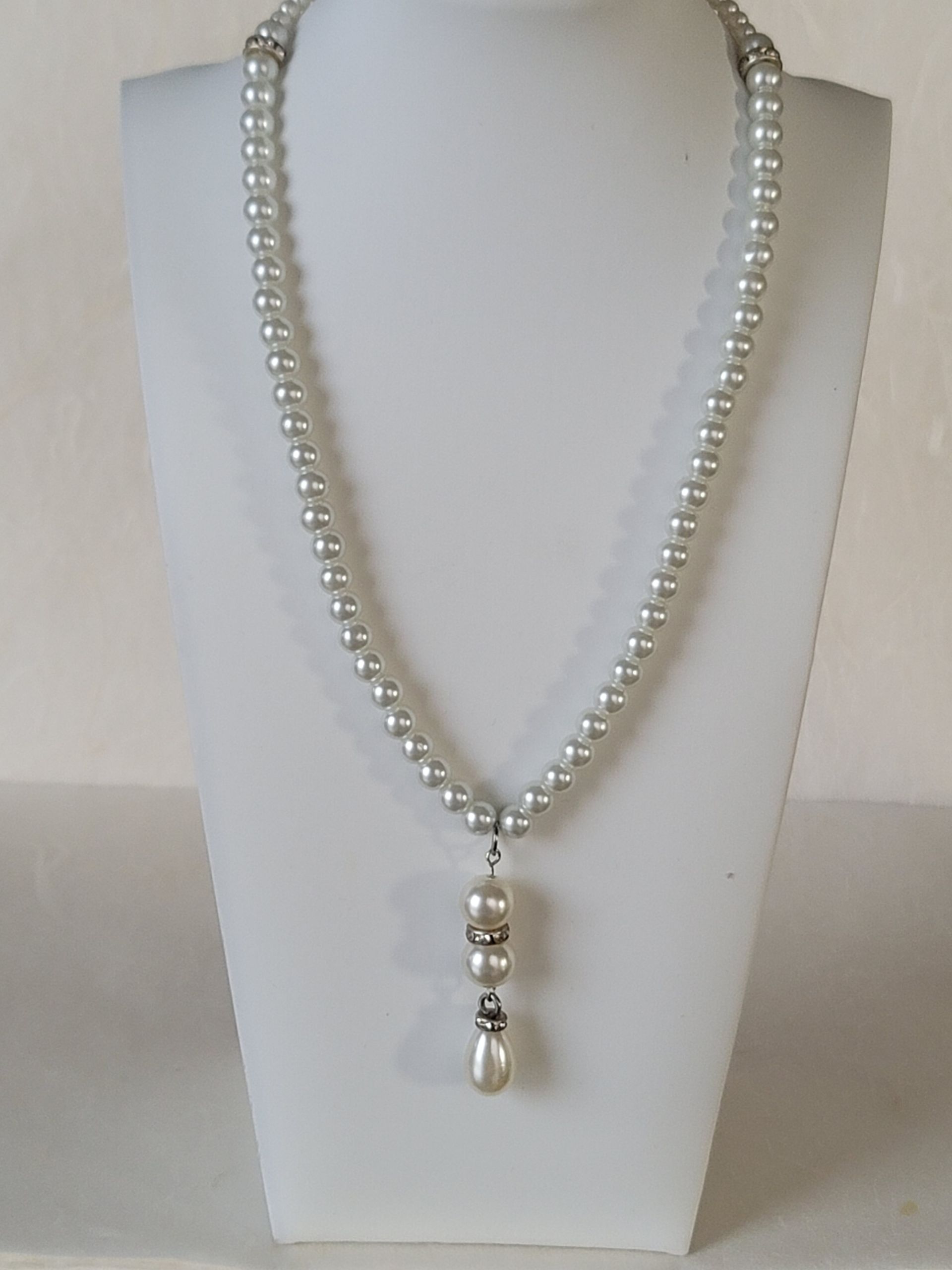 Hematite Simulated Pearl Necklace
