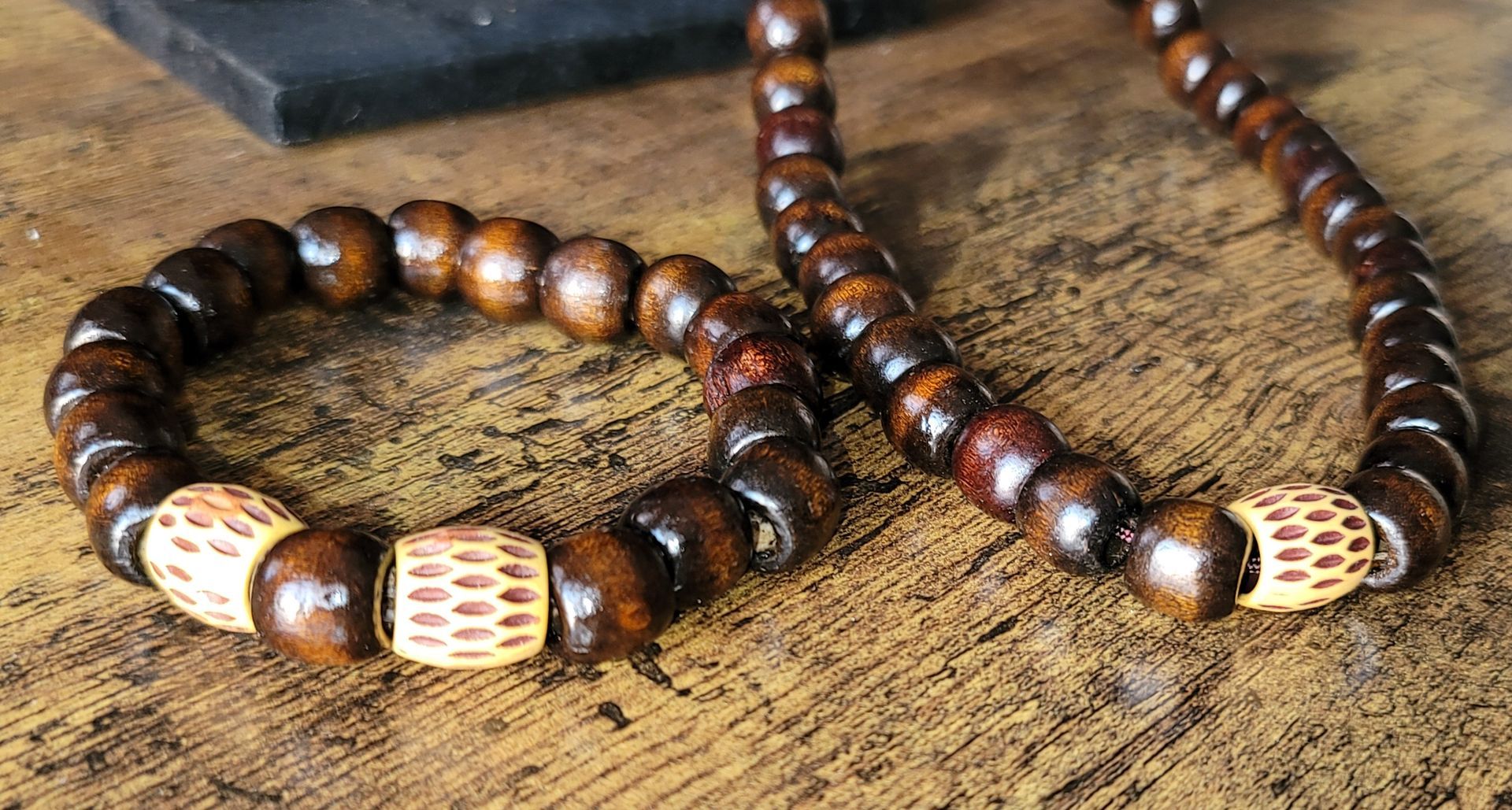 Tas Tas 10mm Brown Wood 2 adjustable Men's Bracelet – Natural, Stylish & Durable