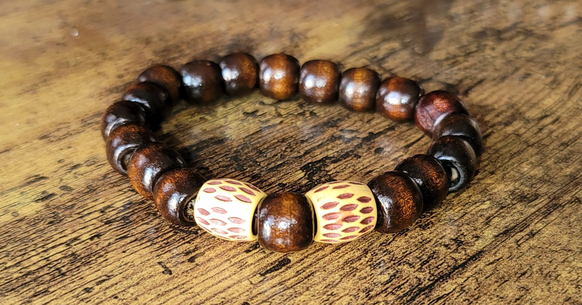 Tas Tas 10mm Brown Wood 2 adjustable Men's Bracelet – Natural, Stylish & Durable