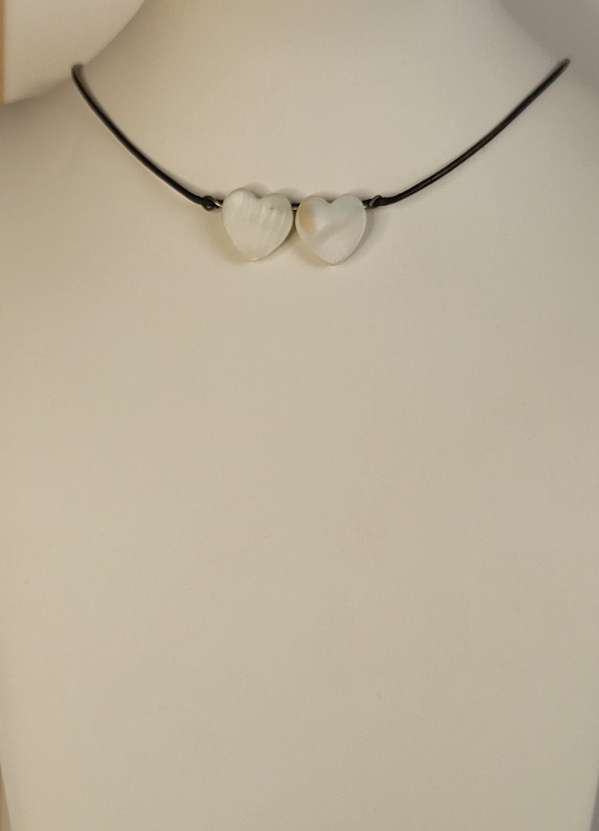 Leather Duo Heart Choker
