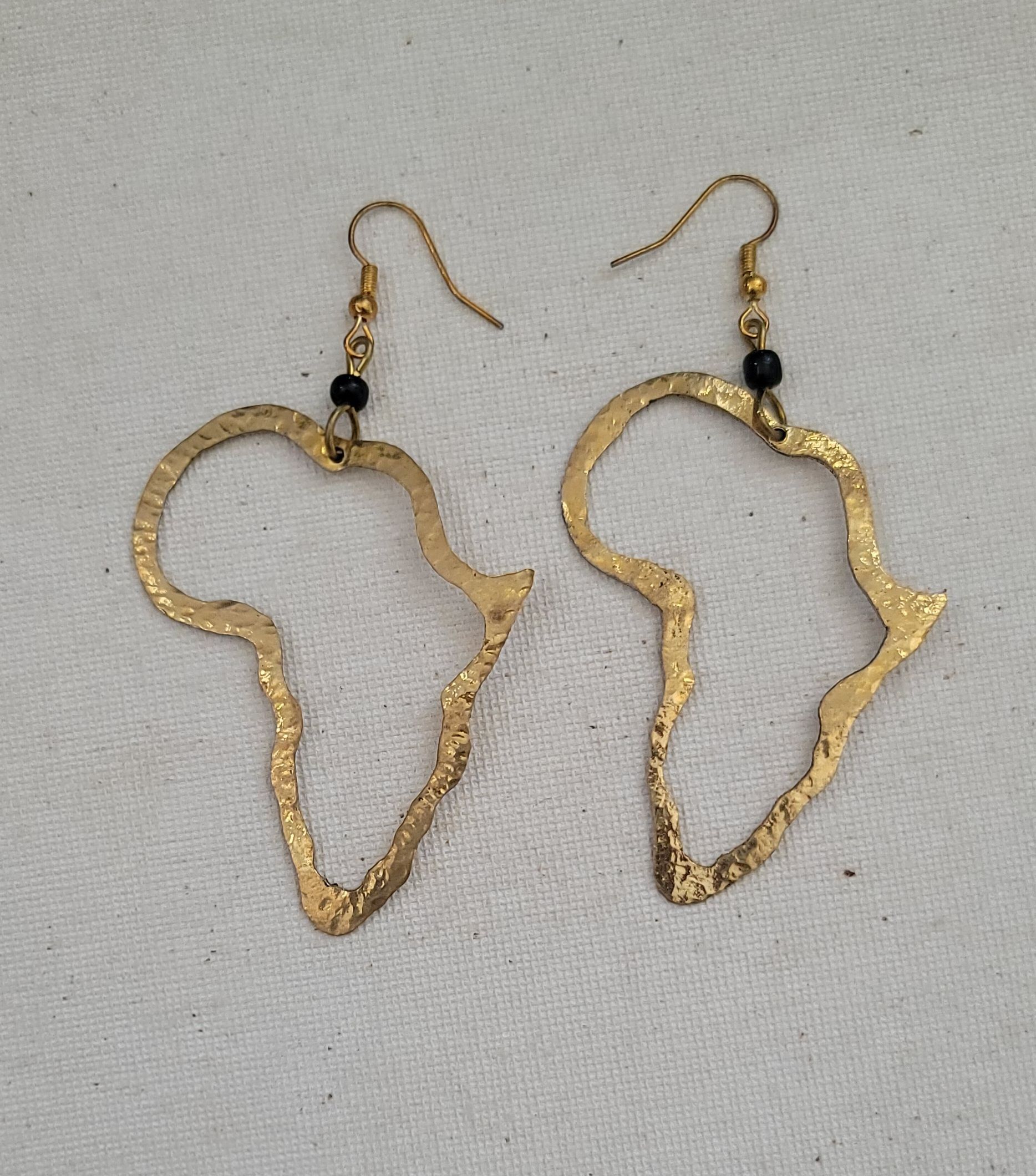 Large Brass Africa Continent Outline Earrings – Statement Jewelry
