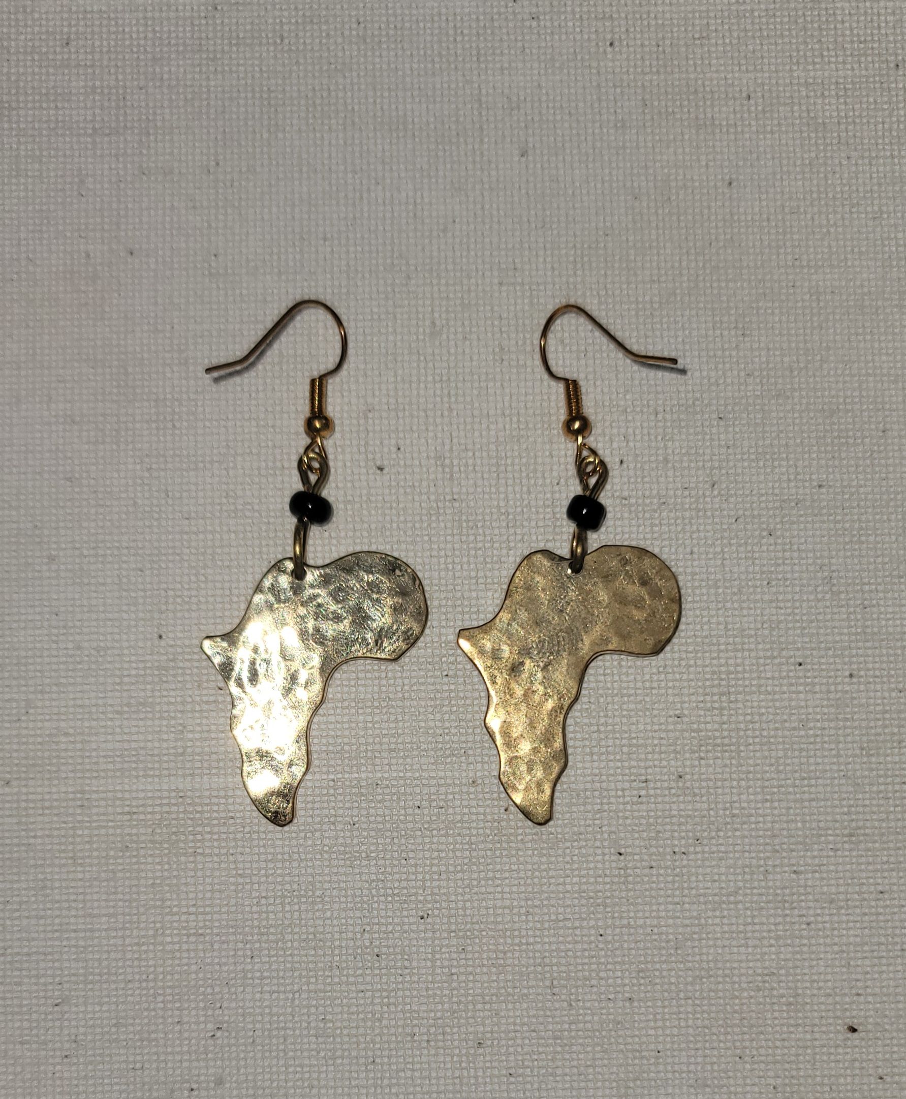 Small Brass Africa Continent Earrings – Cultural Statement Jewelry