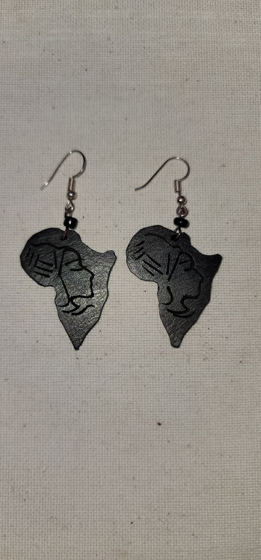 Wood Africa Continent Earrings – Natural Carved Statement Jewelry