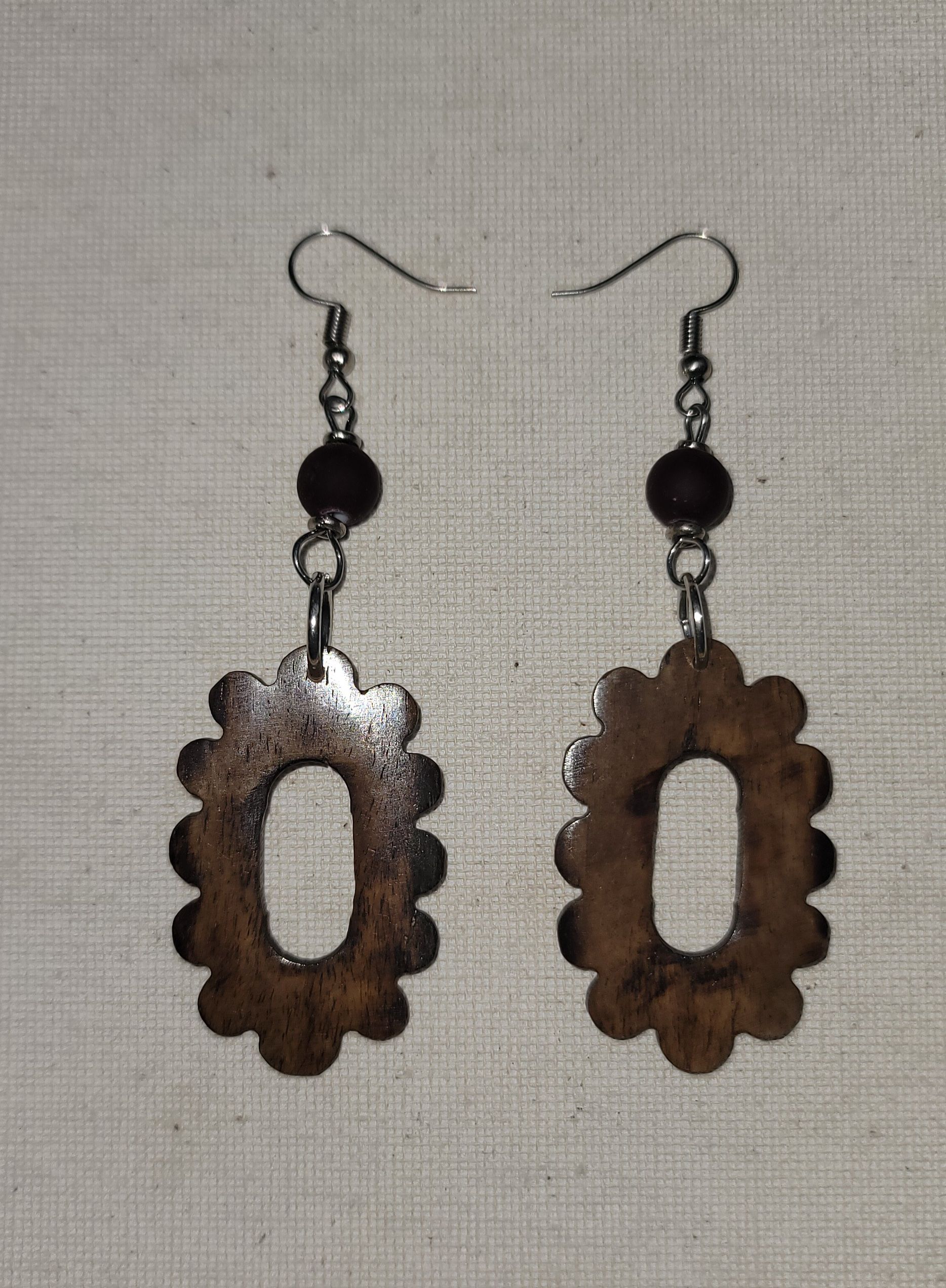 Brown Ankole Horn Flower Drop Earrings – Handmade Natural Statement Jewelry