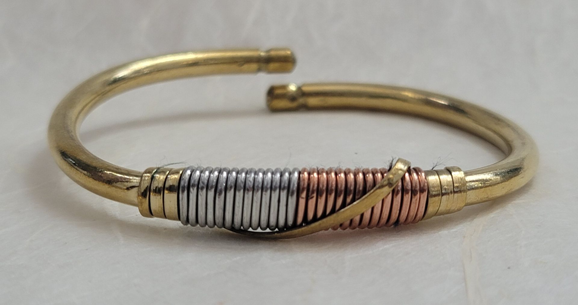 Tas Tas unisex adjustable Triple Ore Bracelet made with copper, silver and brass