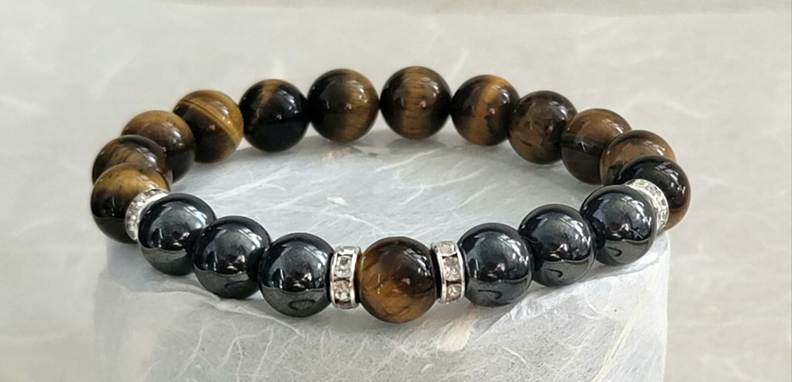 Hematite & Tiger Eye stone Bracelet for her by Tas tas