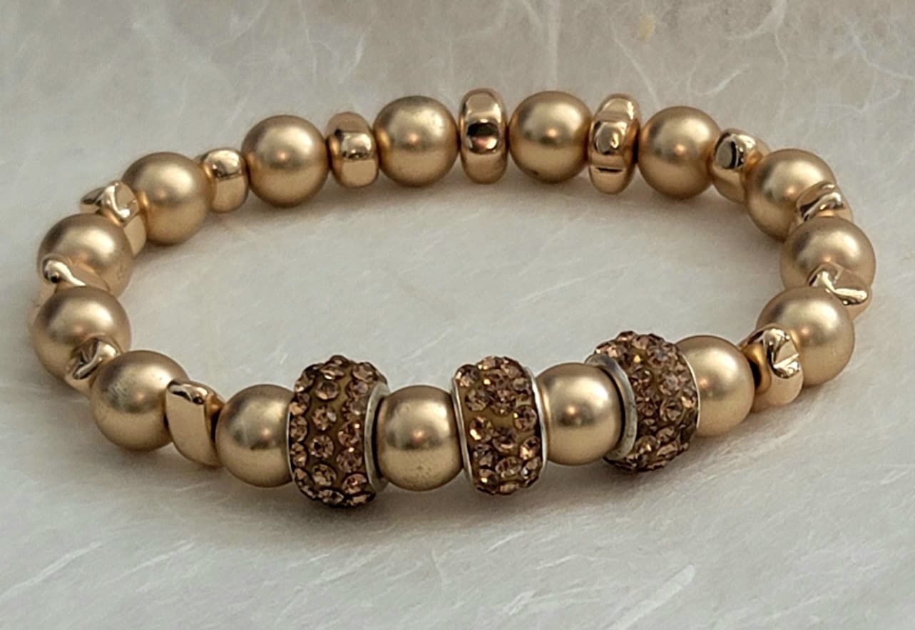 Hematite Golden Nugget Bracelet – Gold-Tone Statement Jewelry