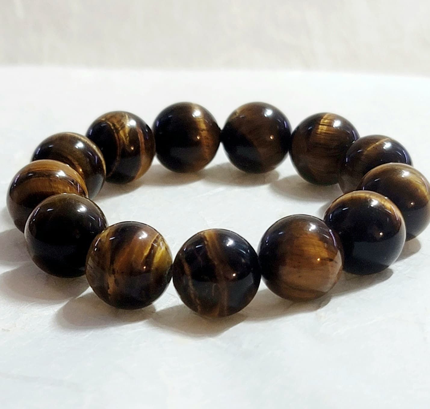 Handmade Natural Tiger Eye Gemstone Bracelet | Confidence • Protection • Strength
