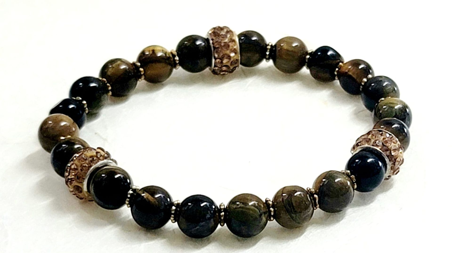 Tiger Eye Golden Glass Studded Bracelet II