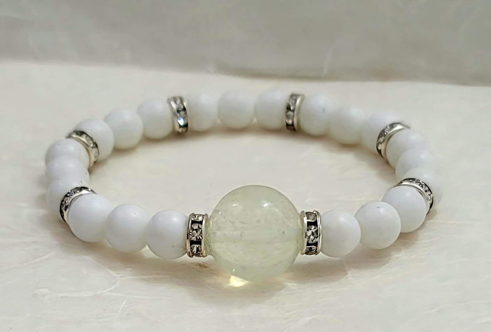 White Hematite and Quartz Bracelet | Elegant Natural Gemstone Jewelry