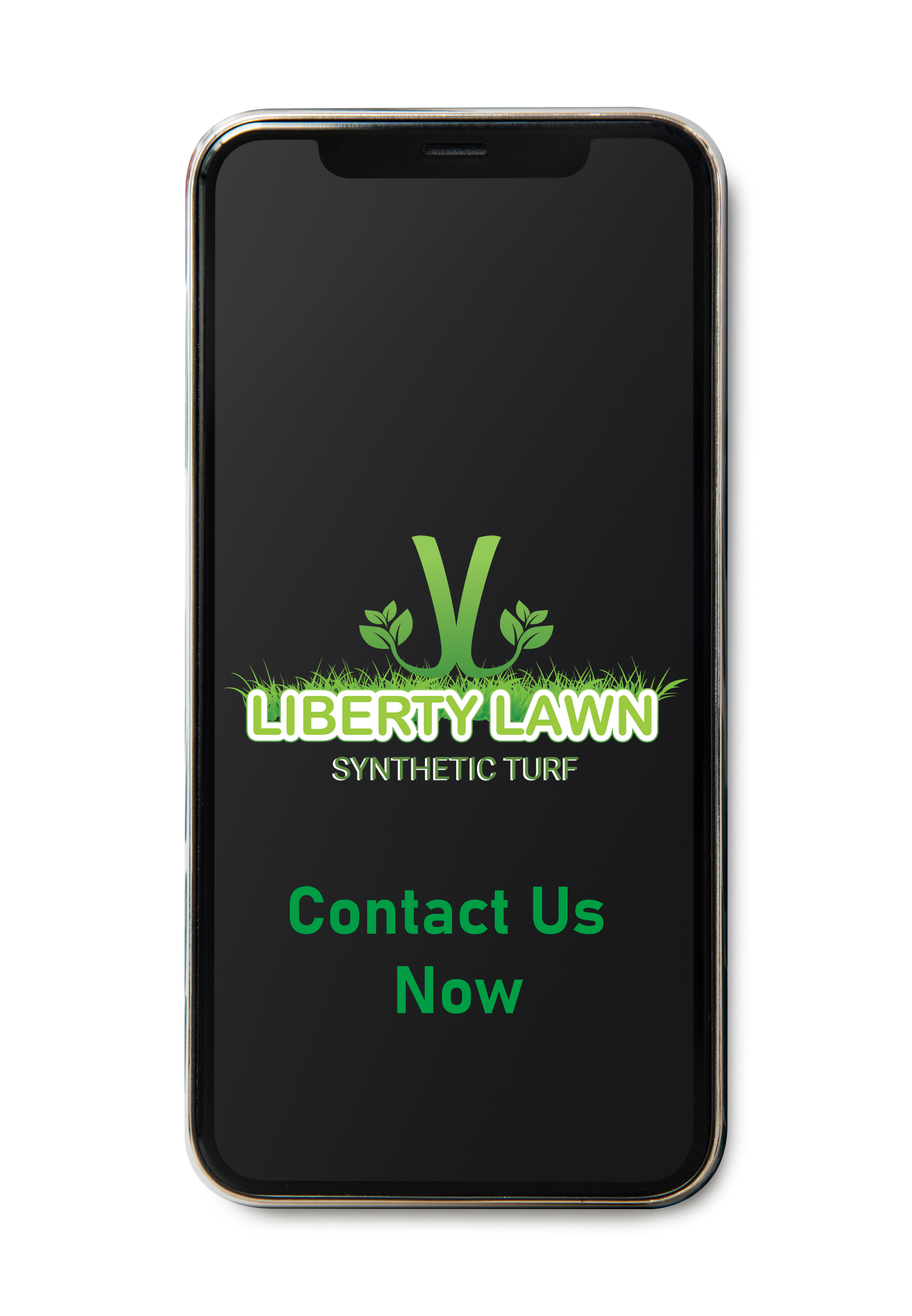 A cell phone with a liberty lawn synthetic turf app on it.