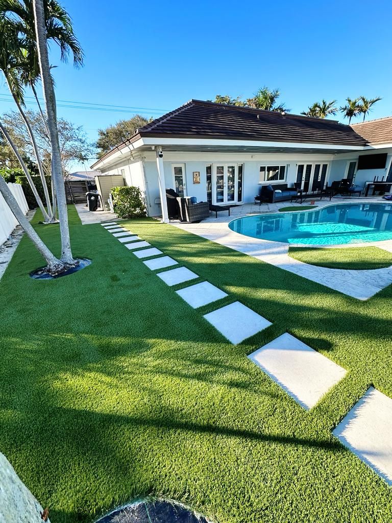 A house with a swimming pool in the backyard.