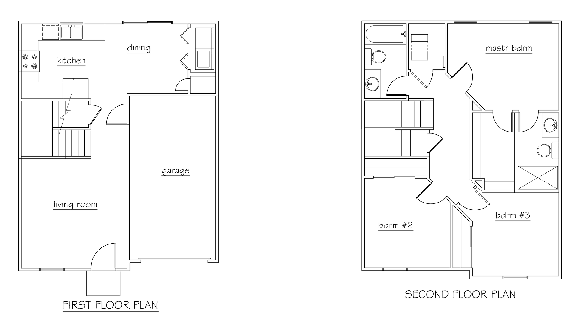 A black and white floor plan of a house.