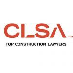 Logo for CLSA, Top Construction Lawyers. Orange text on white.