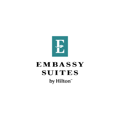 Embassy Suites by Hilton logo: Teal square with a white