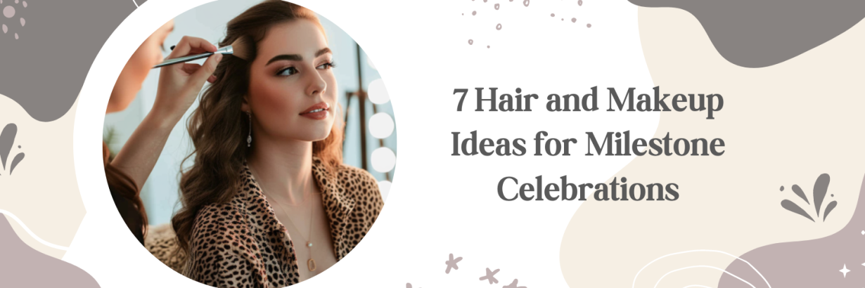 A woman is getting her hair and makeup done for a milestone celebration.