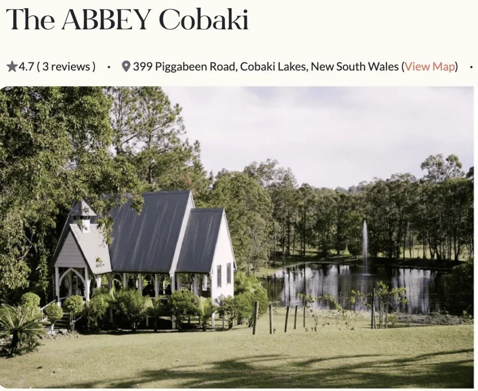 A picture of the abbey cobaki is on a website