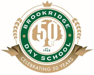A logo for brookridge day school celebrating 50 years