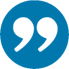 Blue circle with white quotation marks.