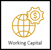Globe and gear with a dollar sign; Working Capital label.