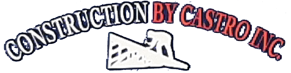 Logo for Construction By Castro Inc. features arched text and a construction equipment silhouette.