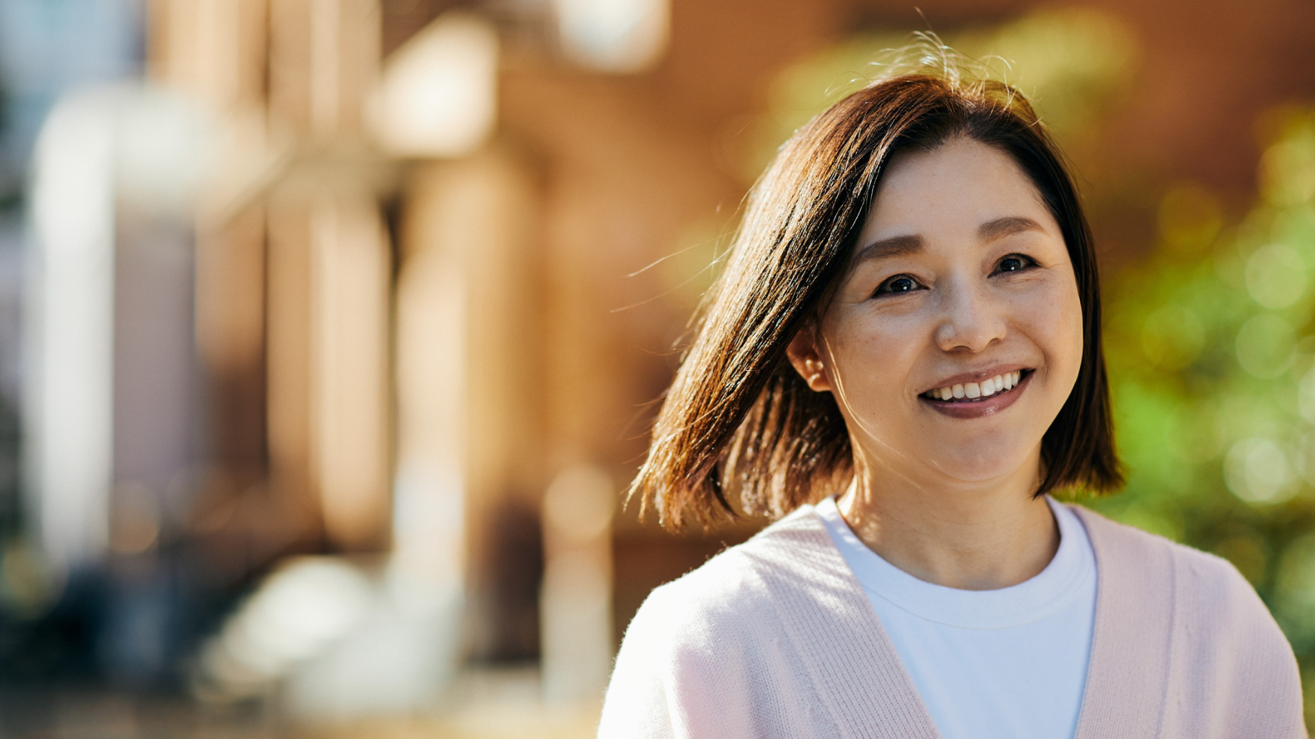Adult feeling happy after midlife crisis