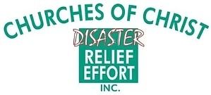 Churches of Christ Disaster Relief Effort logo in green, black, and white