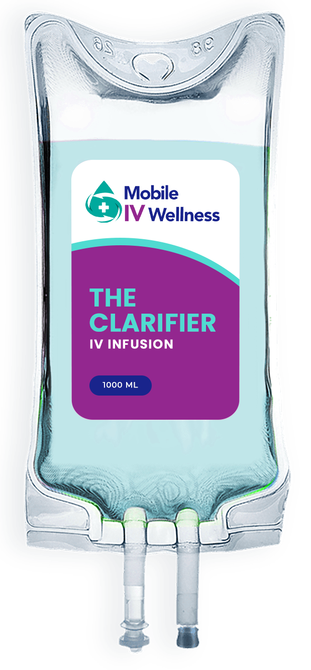 IV bag for Mobile IV Wellness, labeled 