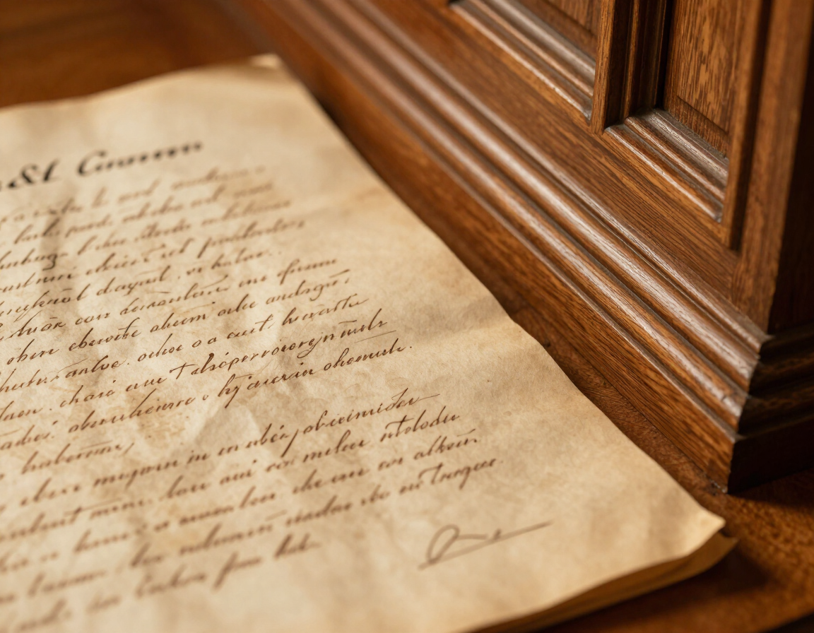 Carta manuscrita en papel envejecido junto a una caja de madera sobre una mesa.