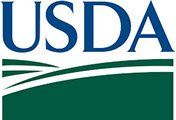 The blue USDA logo with green stylized waves across the bottom.