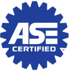 Blue ASE Certified logo within a gear shape. | Easton Auto Body