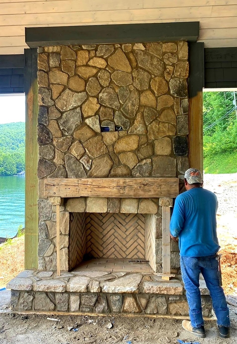 reclaimed wood fireplace mantel