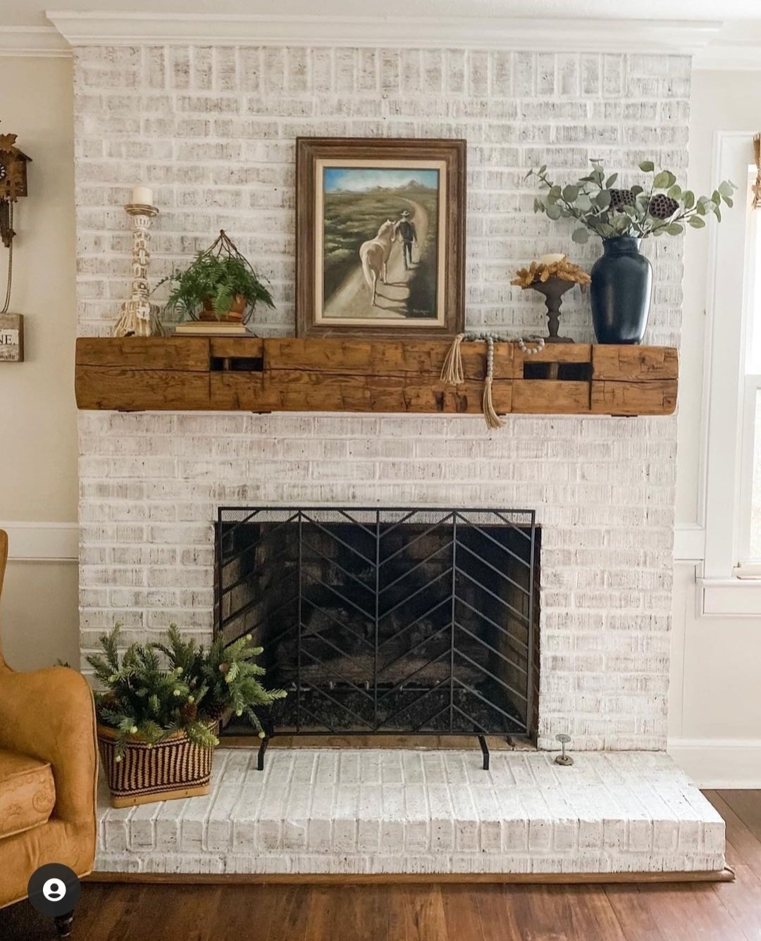 hand hewn beam mantel