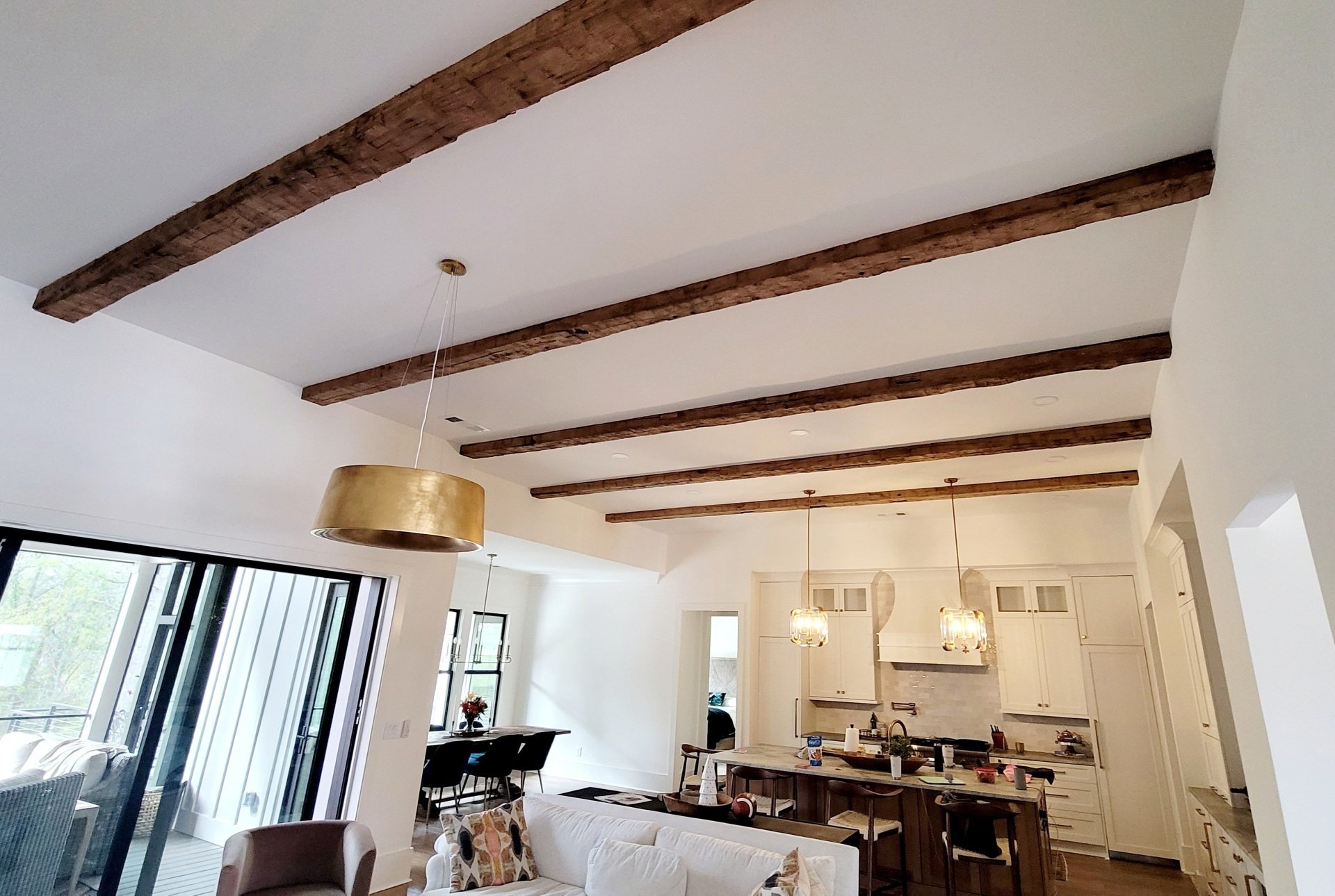 reclaimed hand hewn beams for ceiling