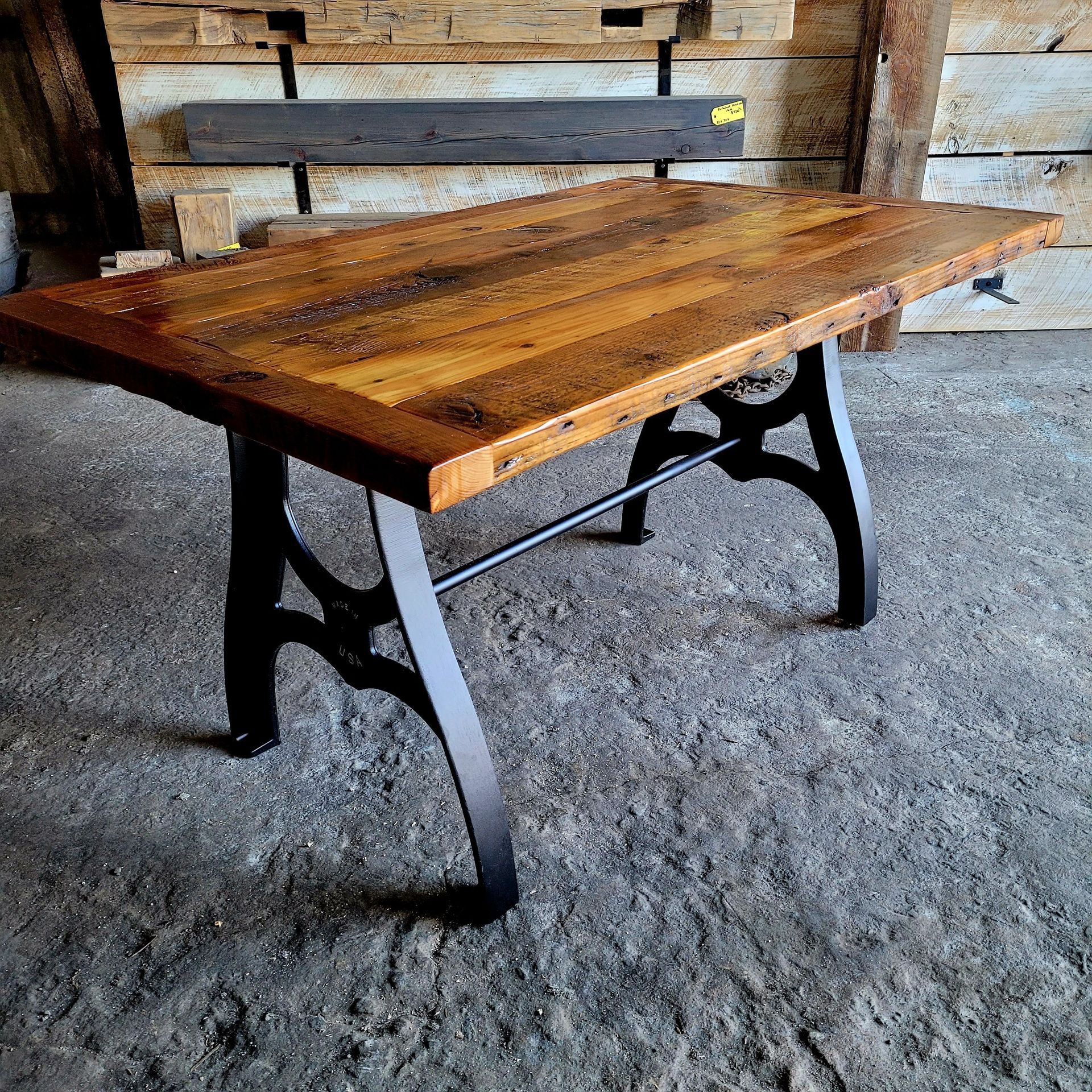 reclaimed heart pine sailor style base table