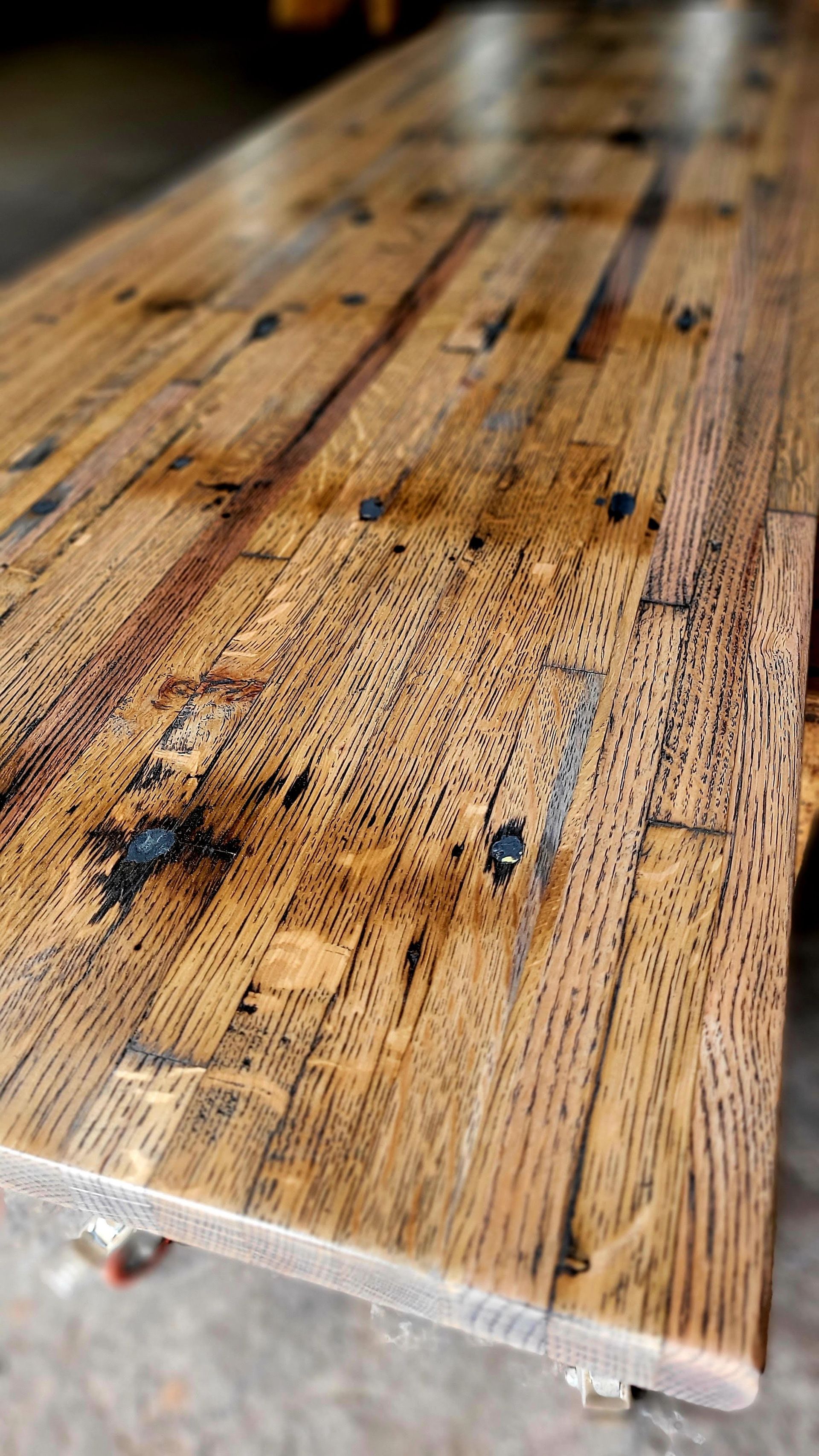 reclaimed wood cargo flooring bar top