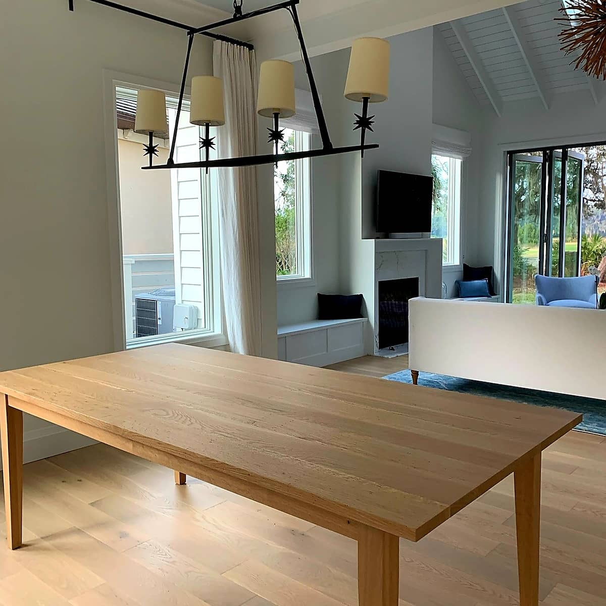 white oak table with modern style legs