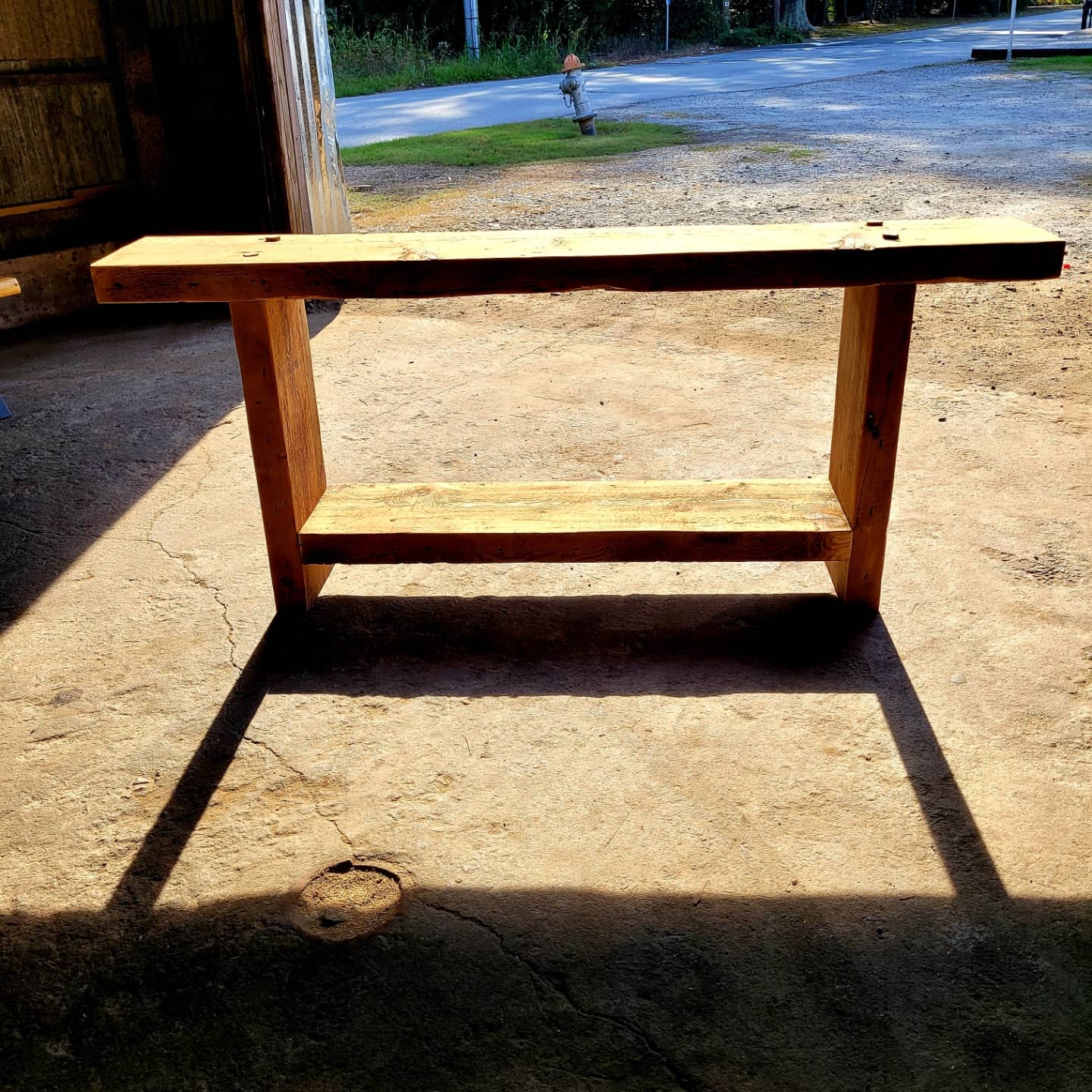 reclaimed heart pine  sofa table