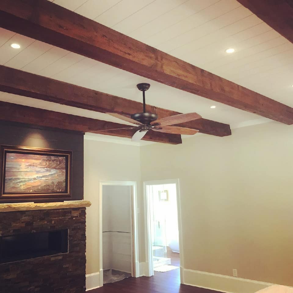 reclaimed wood faux box beams