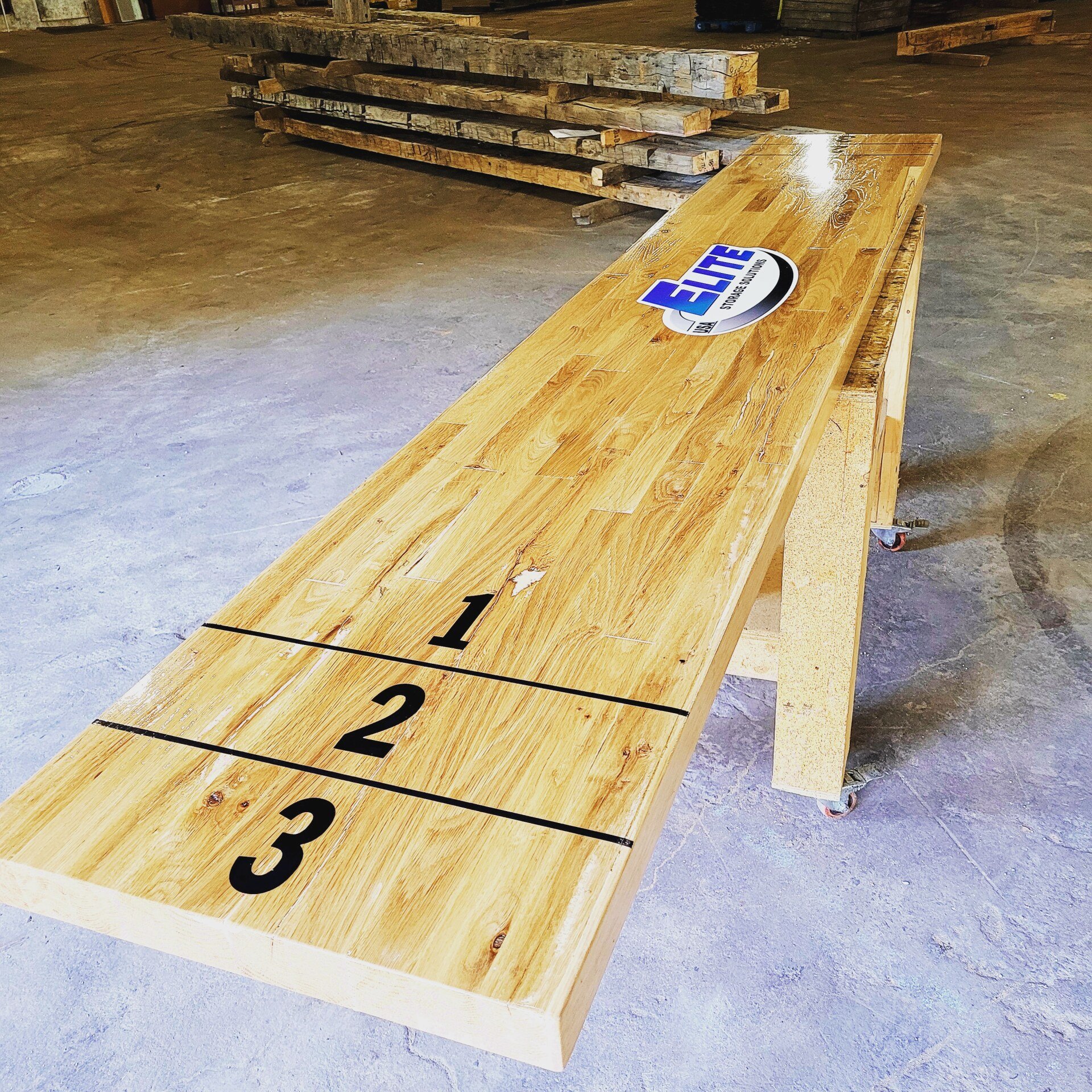 custom made butcher block shuffleboard table