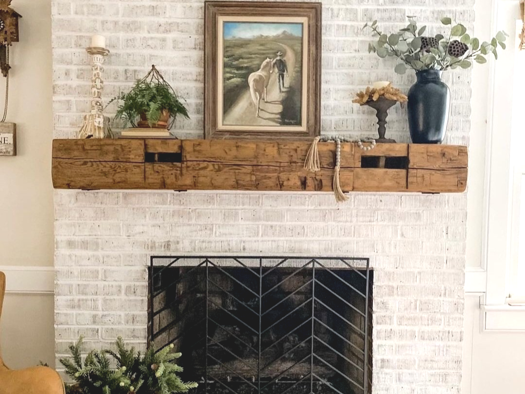 Hand Hewn Mantel