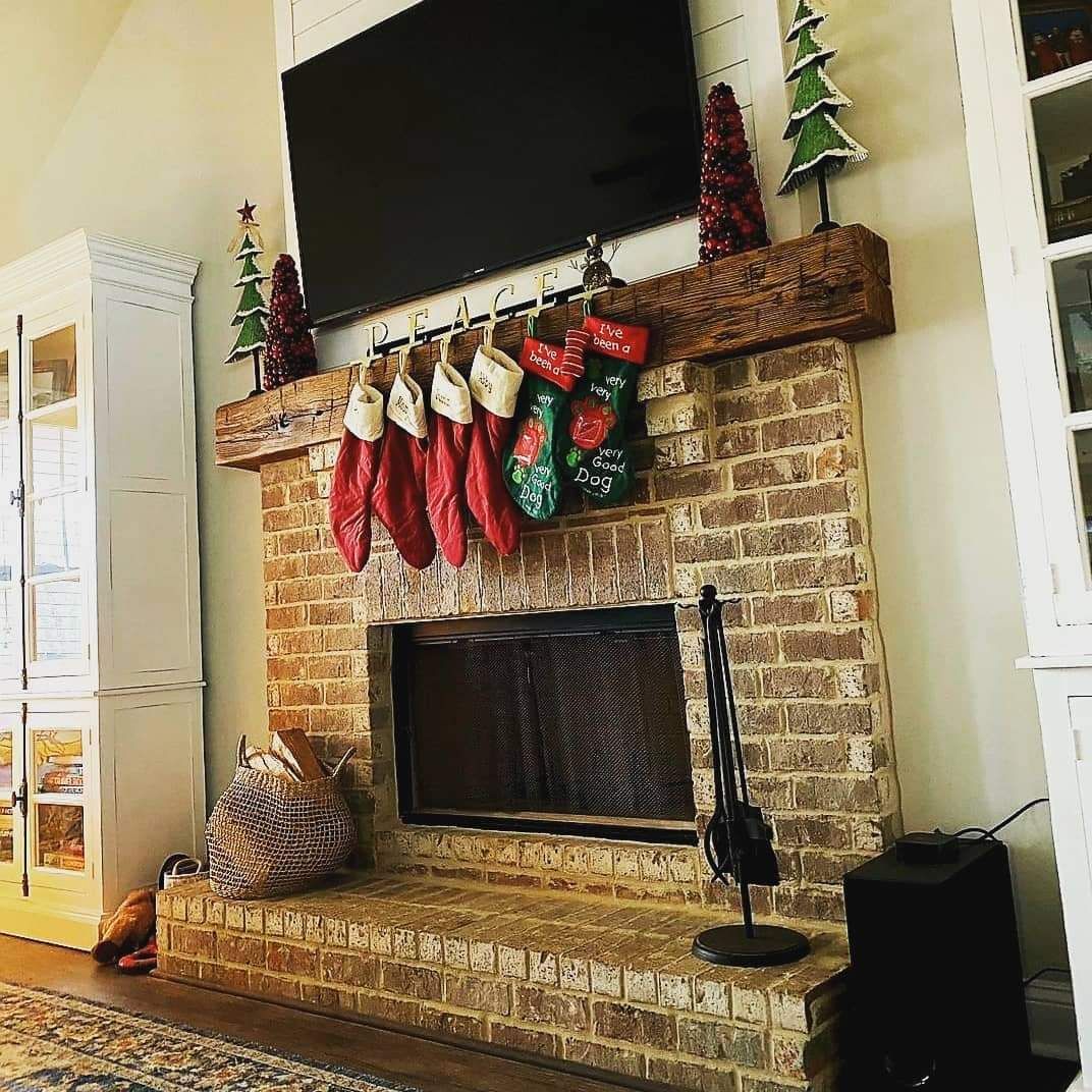Hand Hewn Mantel