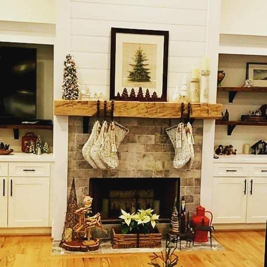 Hand Hewn Mantel