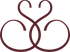 Burgundy-colored, stylized symbol with two hearts intertwined, forming a decorative pattern.