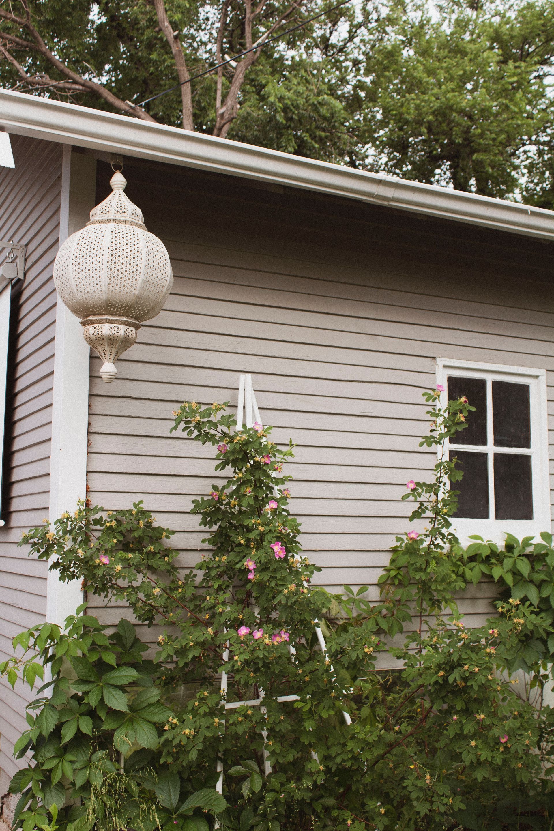 Tan siding on house