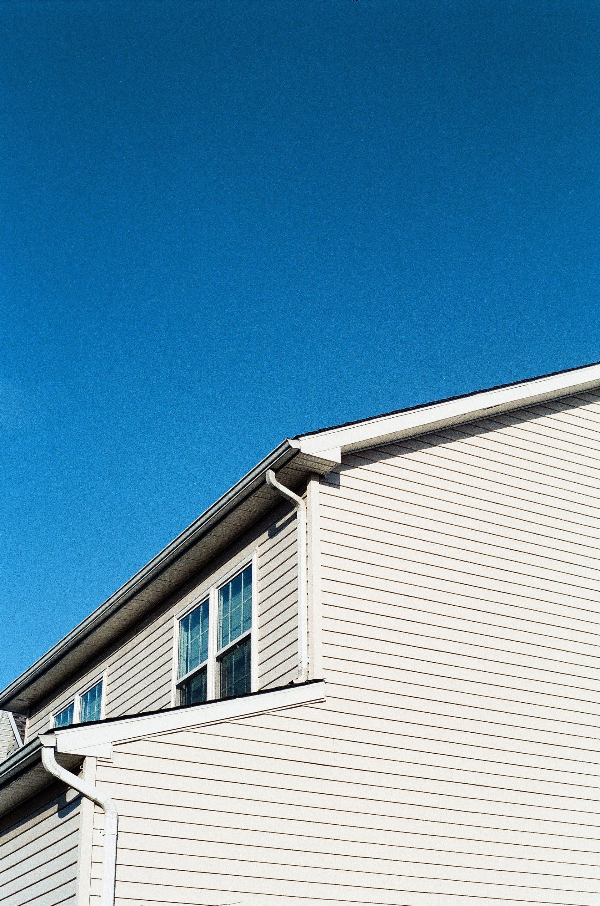 Side view of house with new siding