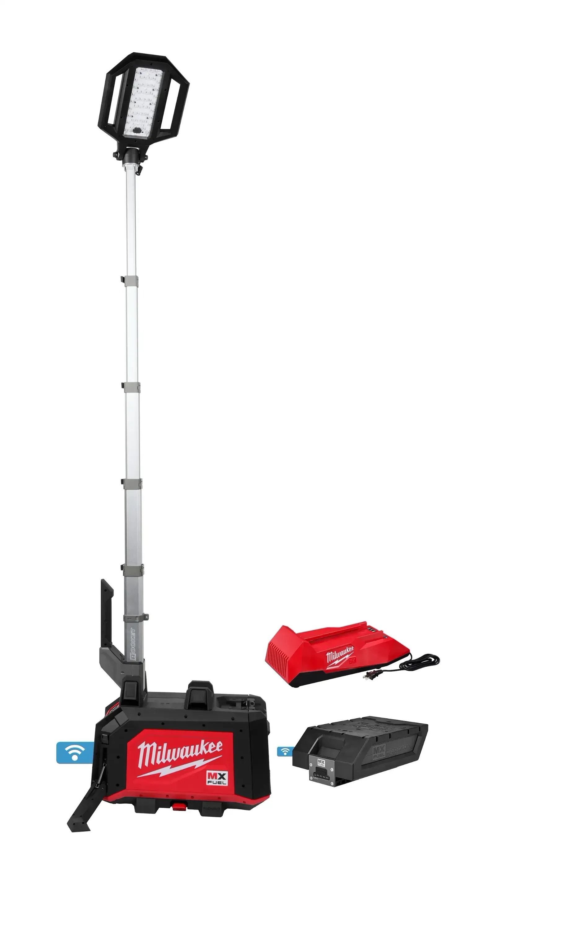 A black submersible pump with a handle on a white background.